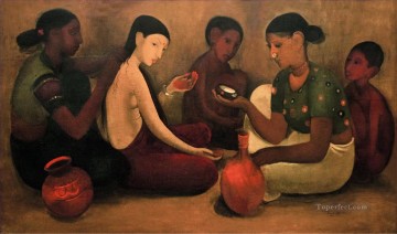 人気のインド料理 Painting - アムリタ・スゲル・ギル 花嫁 トイレ インディアン